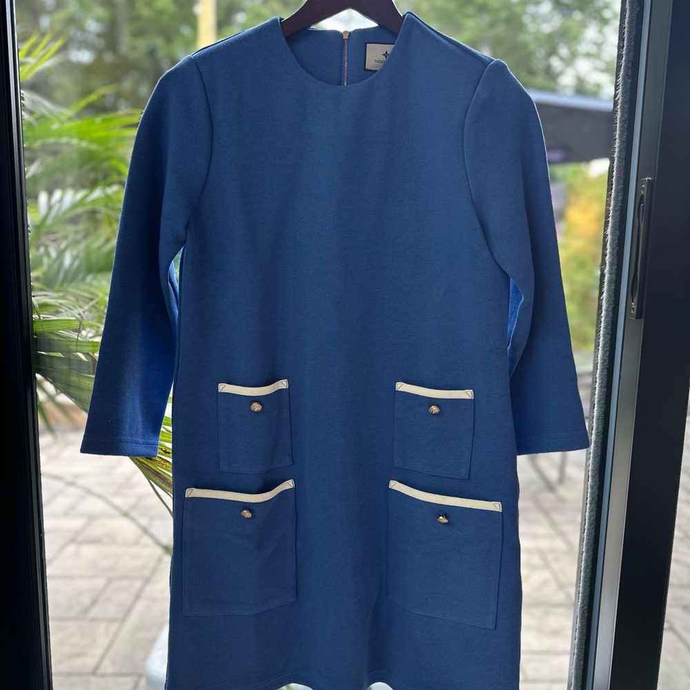 NWOT Tuckernuck Blue Dress with White Trim
